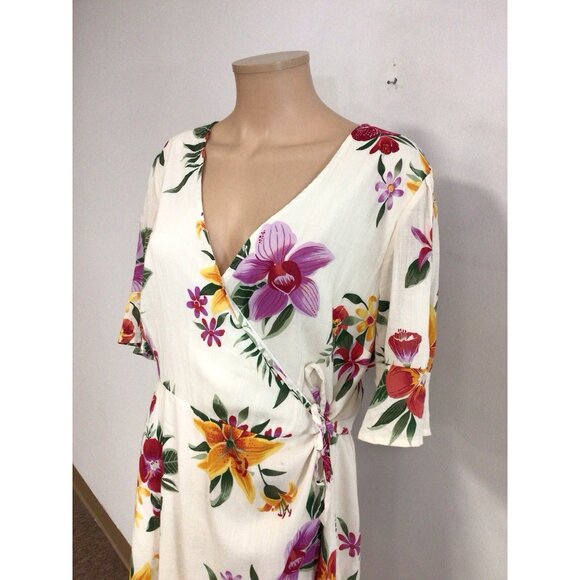 Old Navy Floral Wrap Dress Tropical Womens XL - Picture 3 of 7
